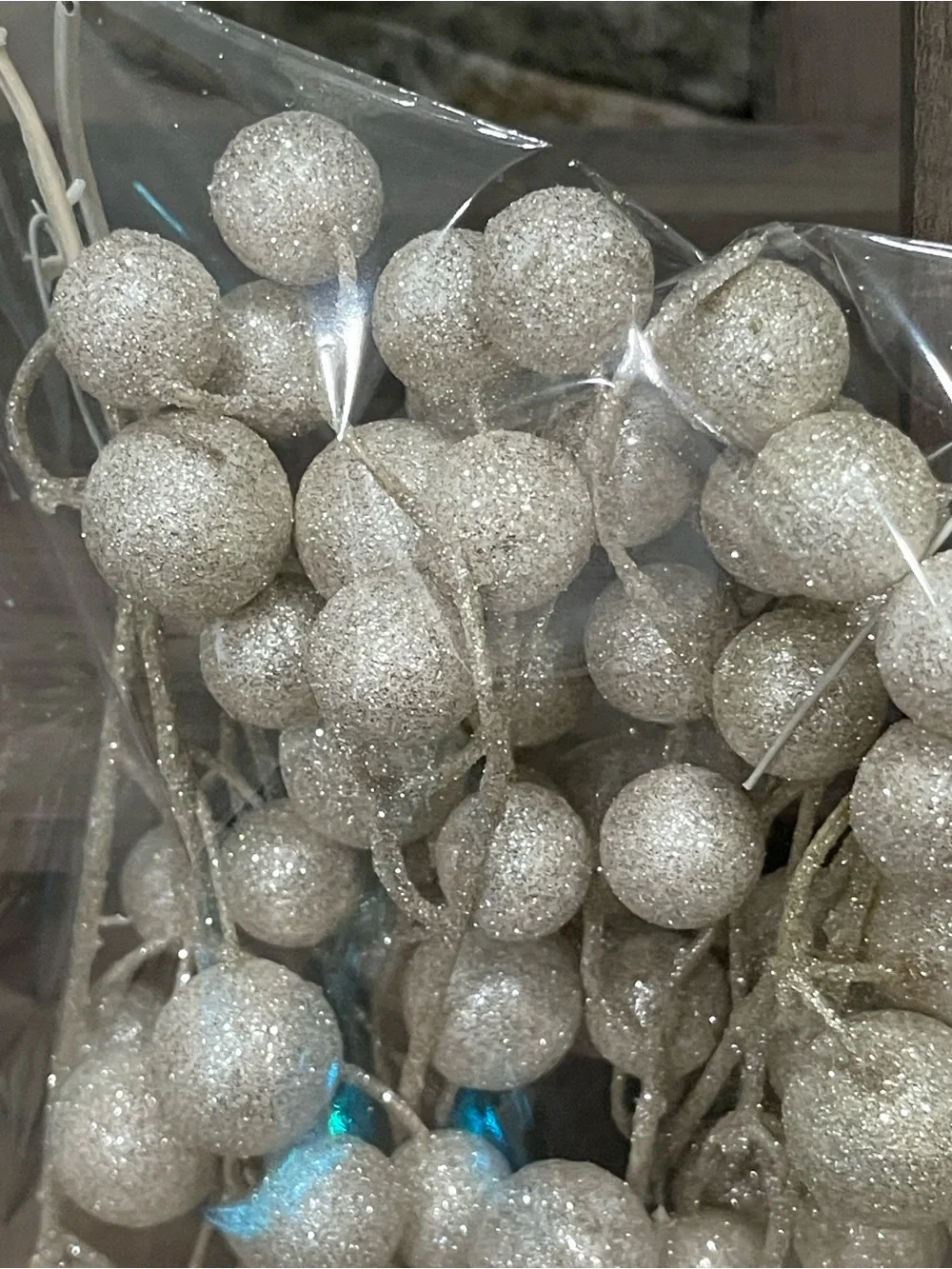 Glitter Ball Holiday Decor - White Glitter Holiday Decor ~EUC~